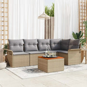 Set Divano da Giardino 6 pcs Beige e Grigio Chiaro polyrattan 3355998