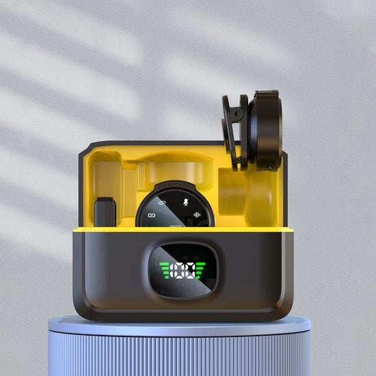Microfono compatibile con iPhone/Android, mini microfono a spilla magnetica con riduzione rumore Lightning/USB-C, portata di 40 metri, durata batteria di 30 ore, microfono a spilla magnetica reversibile.