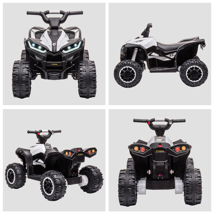 Quad Elettrico per Bambini 12V Ruote Larghe con Sospensioni e Fari LED Bianco