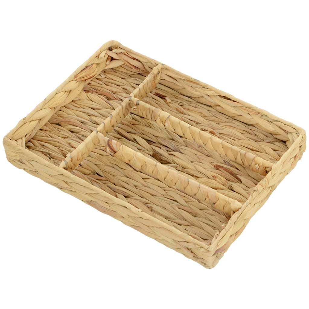 Cestino intrecciato in giacinto d'acqua con 4 scomparti ¨C zephmum ¨C naturale