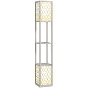 Libreria Lampadaire 2 Luci 4 Ripiani ¨C Zephmum ¨C Grigio MDF 26x26x156 cm
