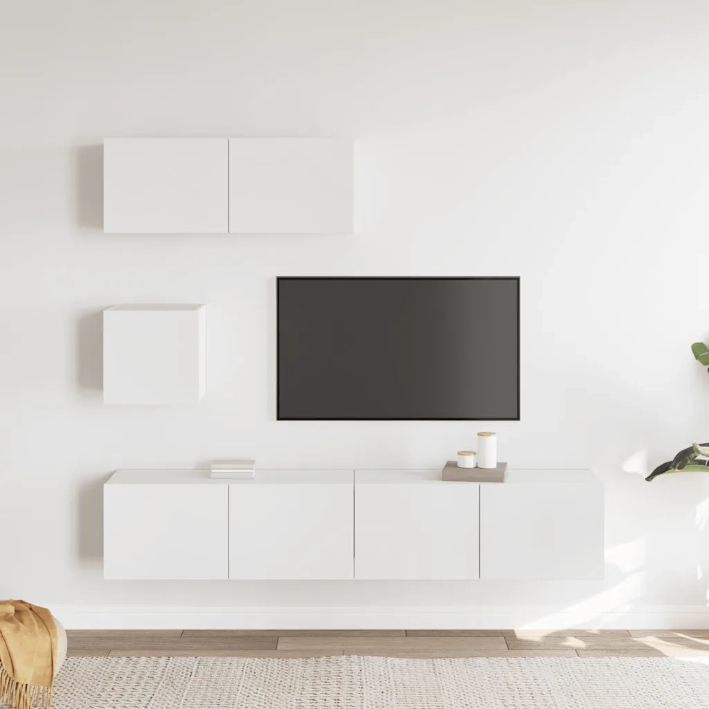 Set di Mobili Porta TV 4 pz Bianco in Legno Multistrato 3114646