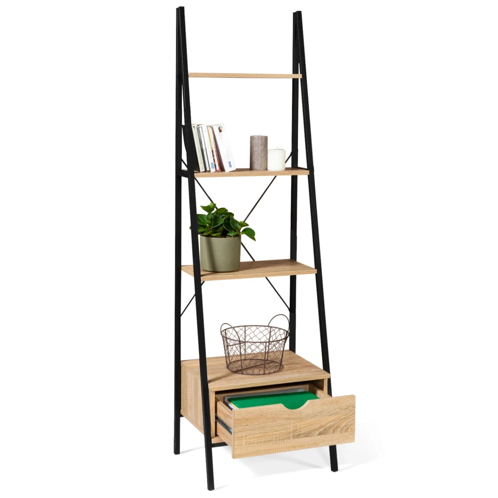 IDMarket - Scaffale a scala 4 livelli con cassetto DETROIT design industriale