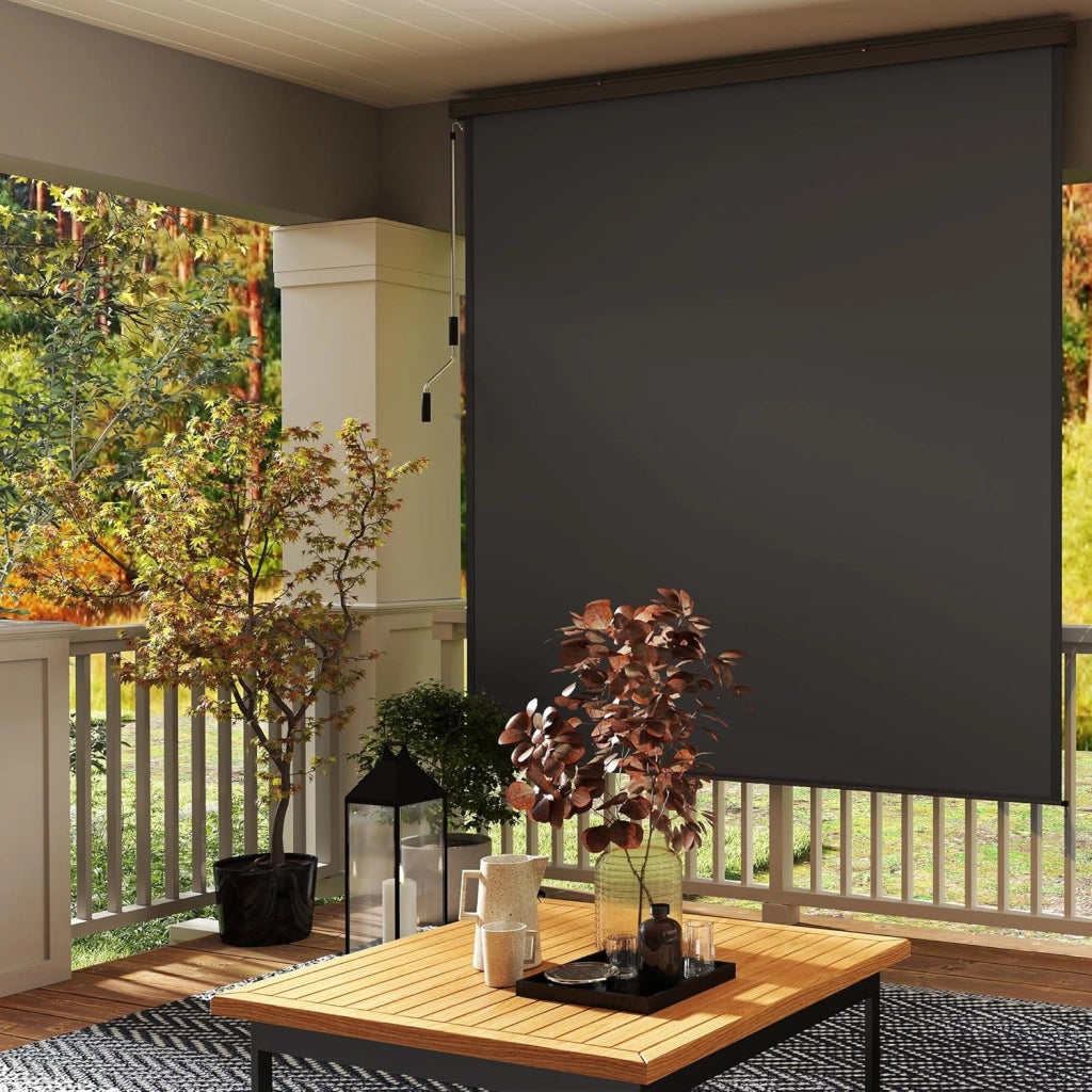 Tenda a rullo verticale per esterni, 180 x 250 cm, resistente alle intemperie, protezione solare, manovella, tenda per balcone e giardino