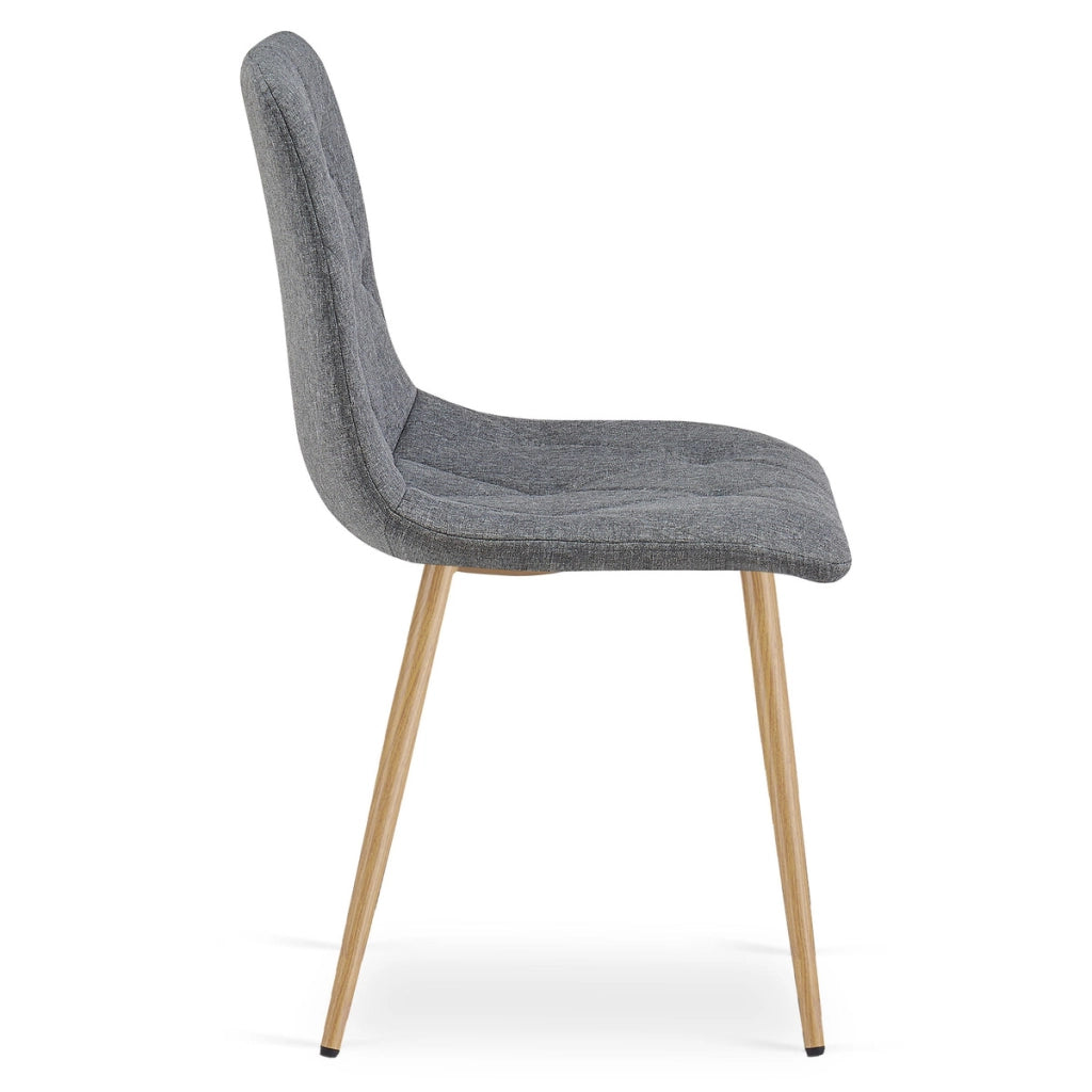 Set di 2 sedie Libra in tessuto grigio scuro e gambe effetto legno