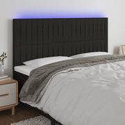 Testiera a LED-Testata con LED nero 200x5x118/128cm in Tessuto 789664