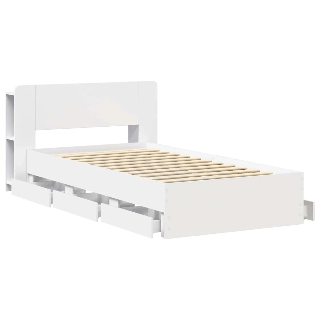 Struttura del letto con stoccaggio e testata Bianco 75 x 190 cm 3433911
