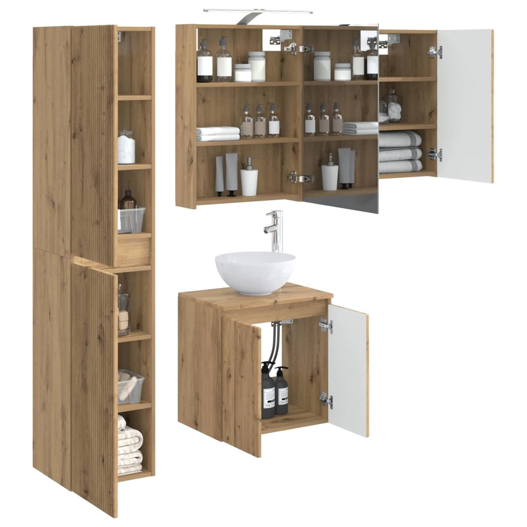 Set di Armadi da Bagno 5 pcs Rovere Artigianale 3407294