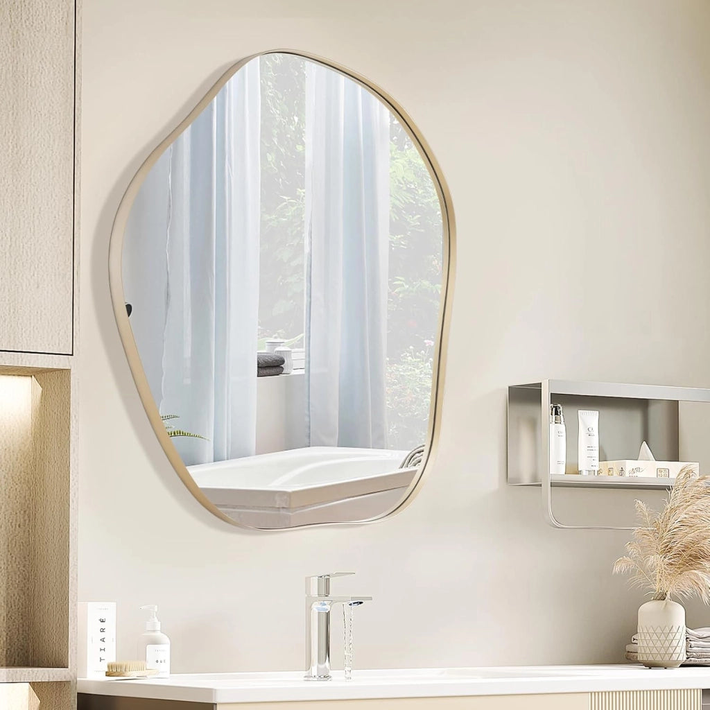Specchio da Parete 75x70 cm, Specchio da Bagno a Forma Irregolare con Base Posteriore Premium, Specchio Decorativo per Soggiorno Ingresso Bagno (75 x 70 cm)
