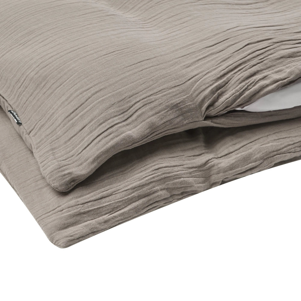 Set copripiumino e federa in mussola di cotone tortora 200 x 200 cm per camera da letto moderna