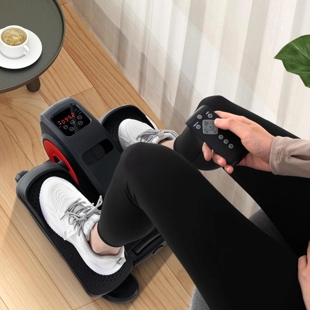 Ellittica Elettrico Portatile con Display e Telecomando, Mini Ellittico Sotto la Scrivania con 3 Modalità Automatiche, 5 Velocità, Pedaliera per Anziani, Adulti, per Casa e Ufficio