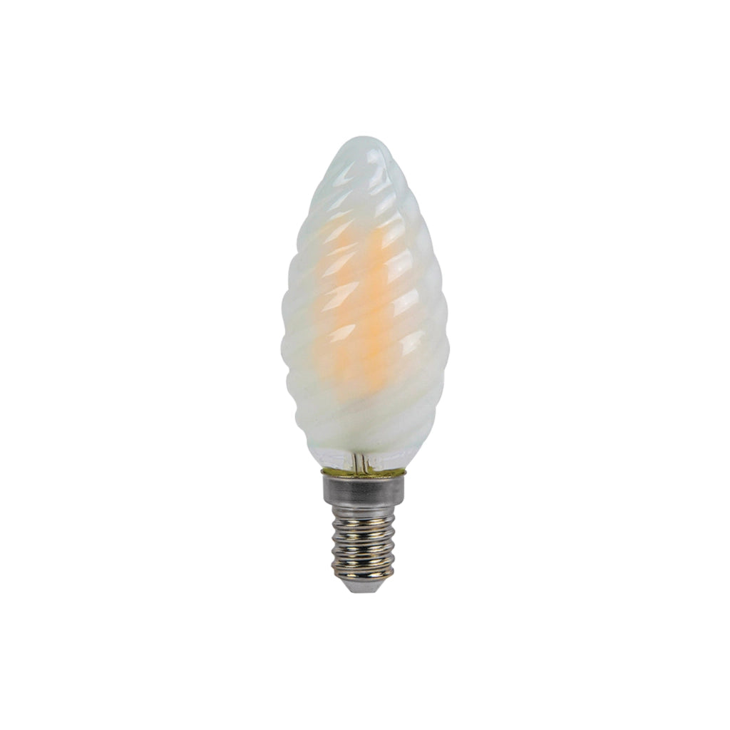 Alcapower Lampadina LED Tortiglione C37 Vetro Frost 4W 510lm 3000K Attacco E14 Luce Calda Effetto Diffuso Classe Energetica E Design Elegante