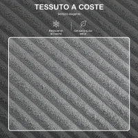 Divano 3 Posti Modulare con Pouf Contenitore in Velluto a Coste, 196x139x85 cm, Grigio Chiaro