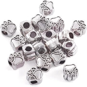 20 pezzi di perle europee con impronta di zampa - Perle grandi buchi per creare gioielli con tema zampa di cane - Argento antiquato - Pendente per collana, bracciale - Materiali per la lavorazione di gioielli DIY