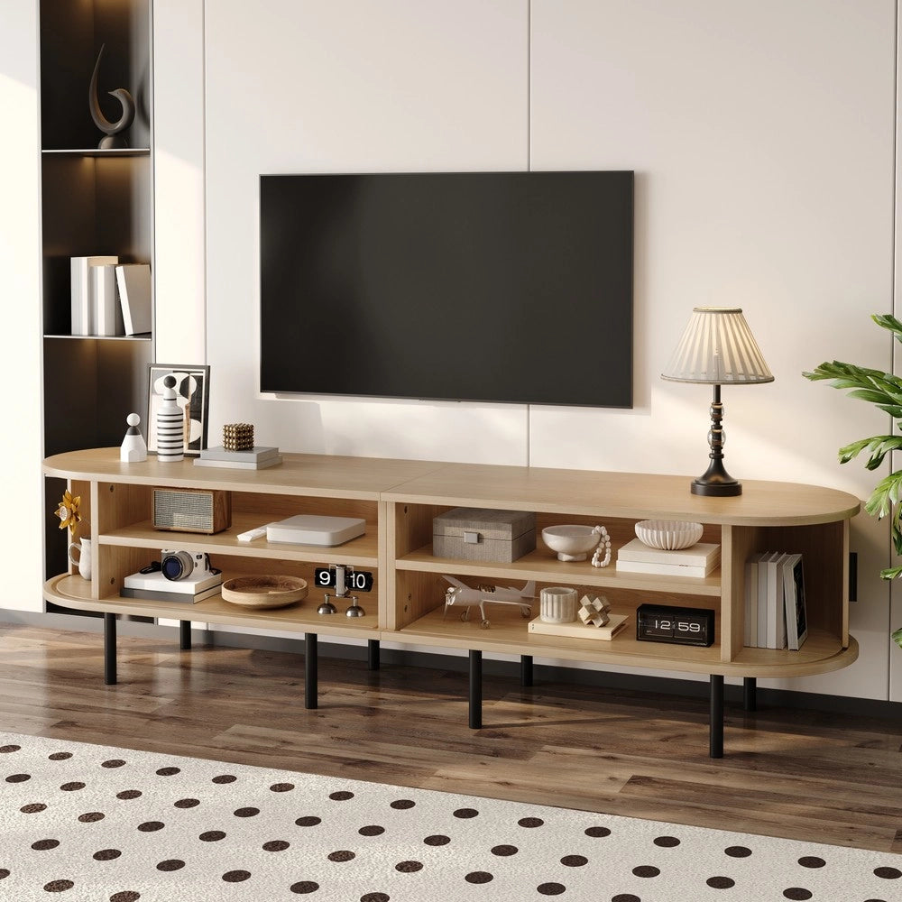 Mobile TV con Ante Scorrevoli e Ripiani ¨C Xylo ¨C MDF, Gambe in Metallo, Design Moderno