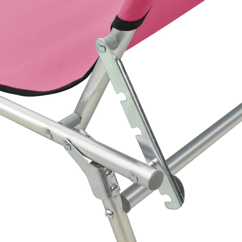 Lettino prendisole pieghevole sedia a sdraio letto da giardino mobili da giardino con baldacchino acciaio rosa magento 02_0012812