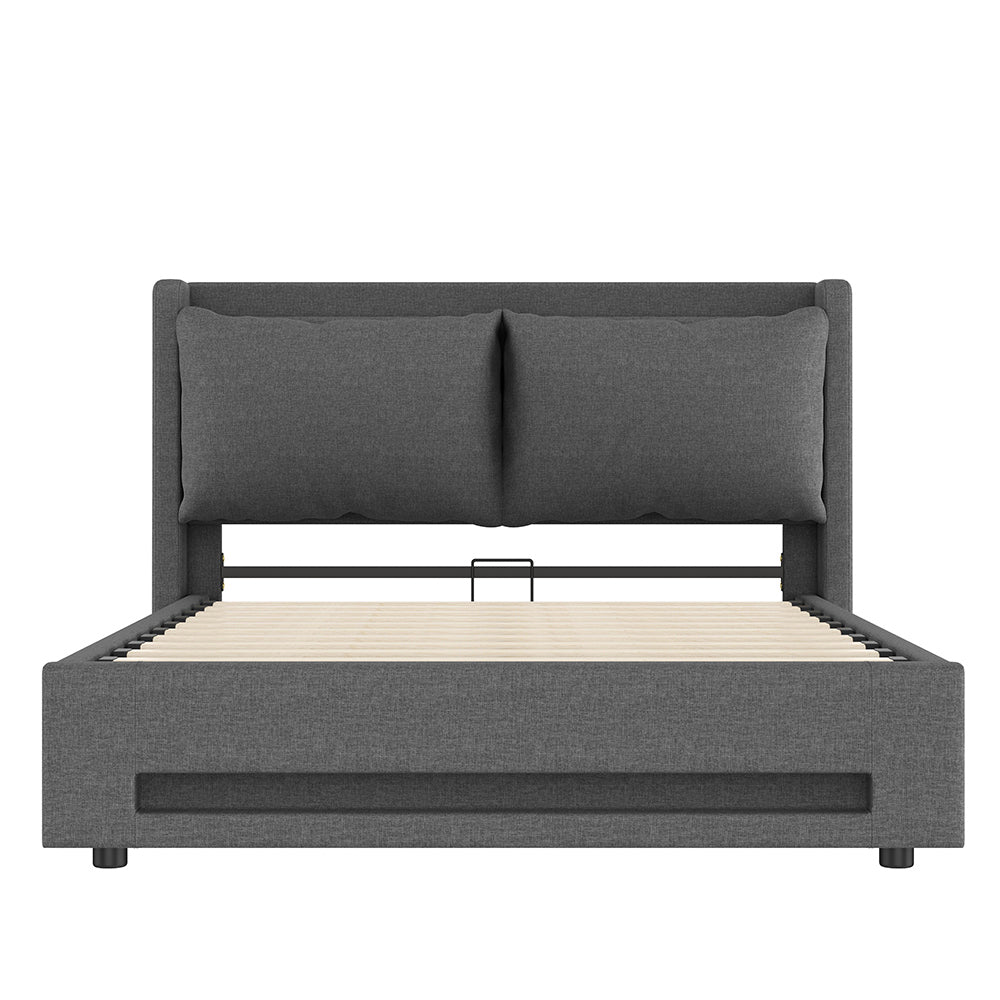 Letto a baldacchino 140x200cm - Xylo - velluto USB-C LED spazio ripiano