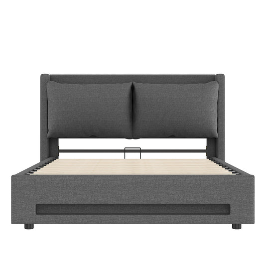 Letto a baldacchino 140x200cm - Xylo - velluto USB-C LED spazio ripiano