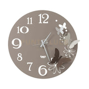 Orologio da parete particolare Butterfly Flowers piccolo Sabbia e bronzo