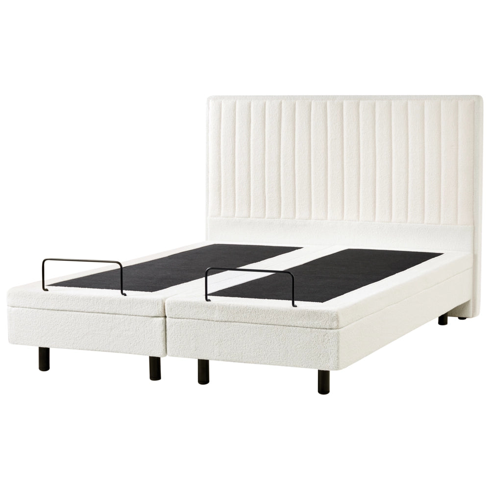 Letto matrimoniale Tessuto bianco sporco regolabile Elettricamente con Telecomando 160 x 200 cm camera da letto cameretta