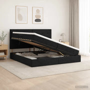 Letto con contenitore LED e materasso Nero 200 x 200 cm Tessuto 3459968