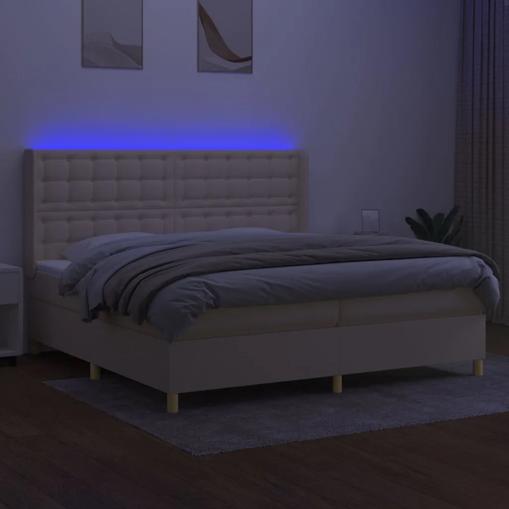 Letto a Molle Materasso e LED bianco 200x200cm in Tessuto 3139226
