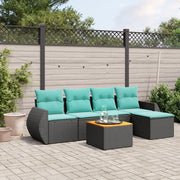 Set Divani da Giardino 6 pz con Cuscini Nero in Polyrattan 3224979