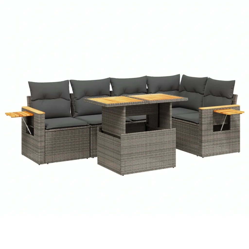 Set Divano da Giardino 6 pz con Cuscini Grigio in Polyrattan 3273510