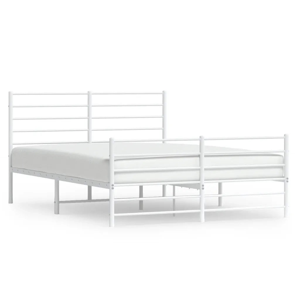 Giroletto con Testiera e Pediera-Struttura Letto Metallo Bianco 120x200 cm 672395