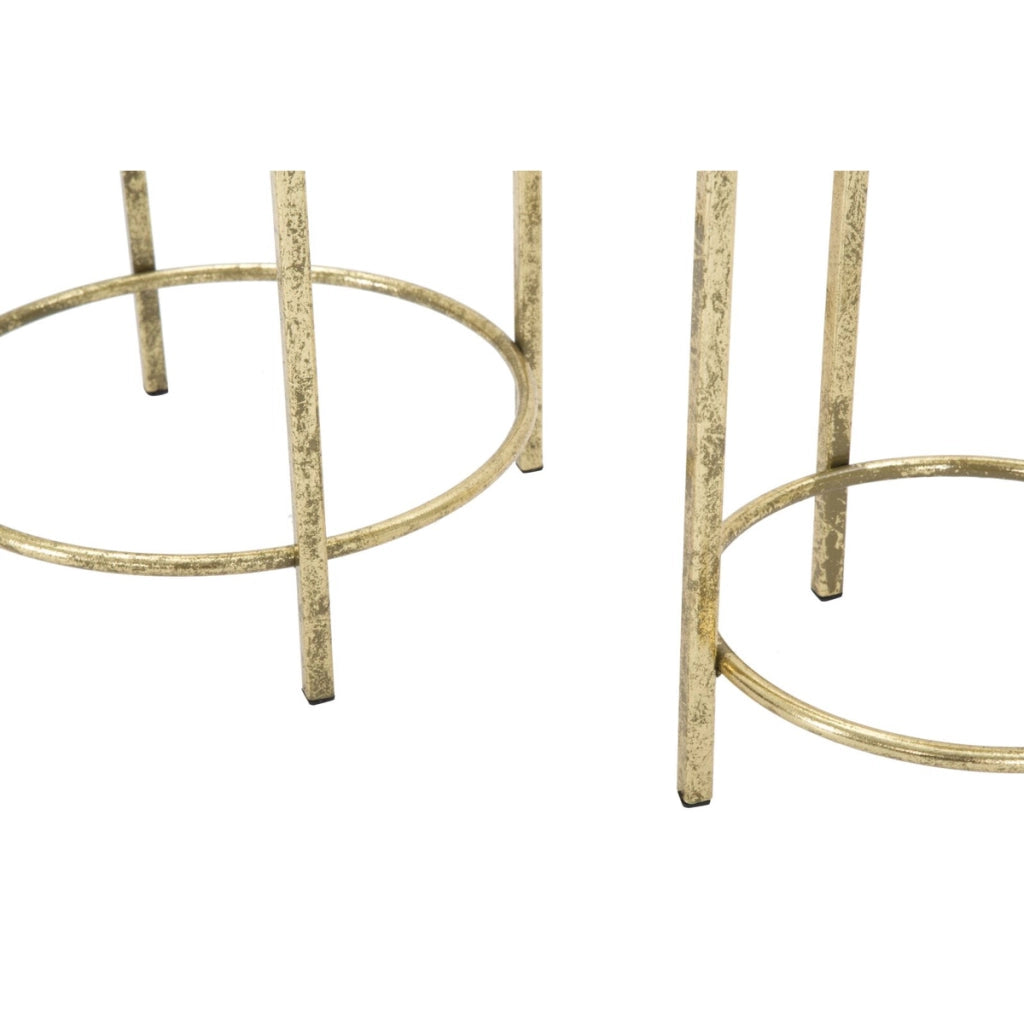 Set di 2 Vasi per Piante VKH402, Oro, Metallo, 27x27x62 cm