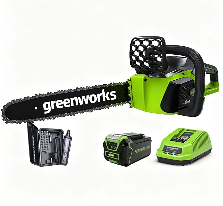 Motosega senza fili 40V motore senza spazzole 12 m/s barra 16 pollici batteria 4 Ah + caricabatterie