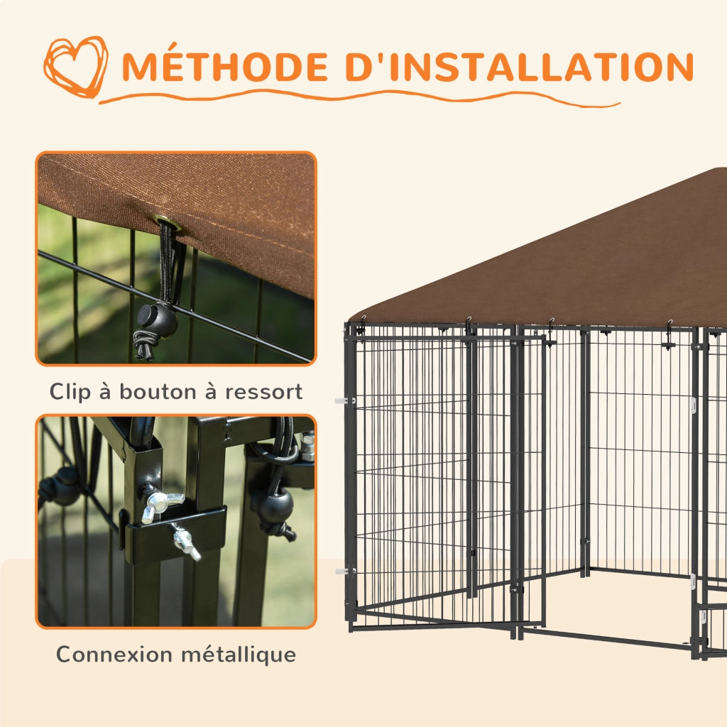 Cuccia per Cani Esterna in Acciaio e Tessuto Oxford ¨C zephmum ¨C Grigio