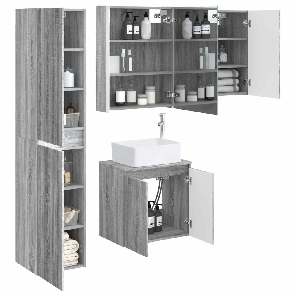 Set di Armadi da Bagno 5 pcs Sonoma grigio 53 x 15,5 x 70 cm 3407332