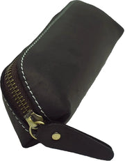 Etui in pelle di alta qualità, compatto, con chiusura a raccordo, manuale per studenti, borsa cosmetica, borsa per trucco (nero, L18)