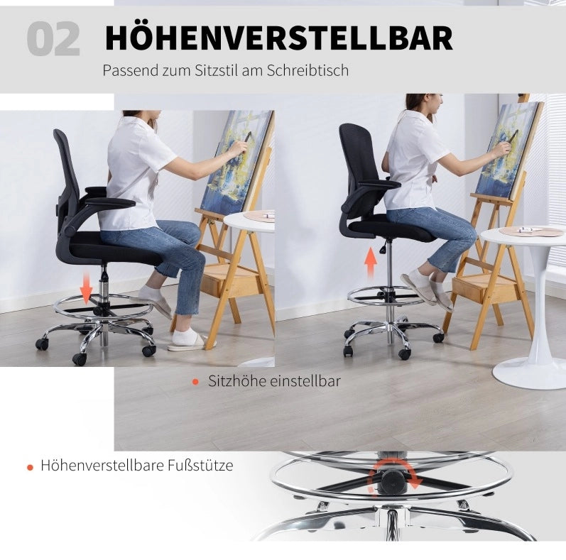 Sedia ergonomica nera con supporto lombare 4D