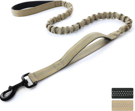 Cinturone per cani adattabile con 2 maniglie di controllo del traffico imbottite doppia cintura per addestramento cani passeggiate notturne sicurezza colore miele 95-125 cm