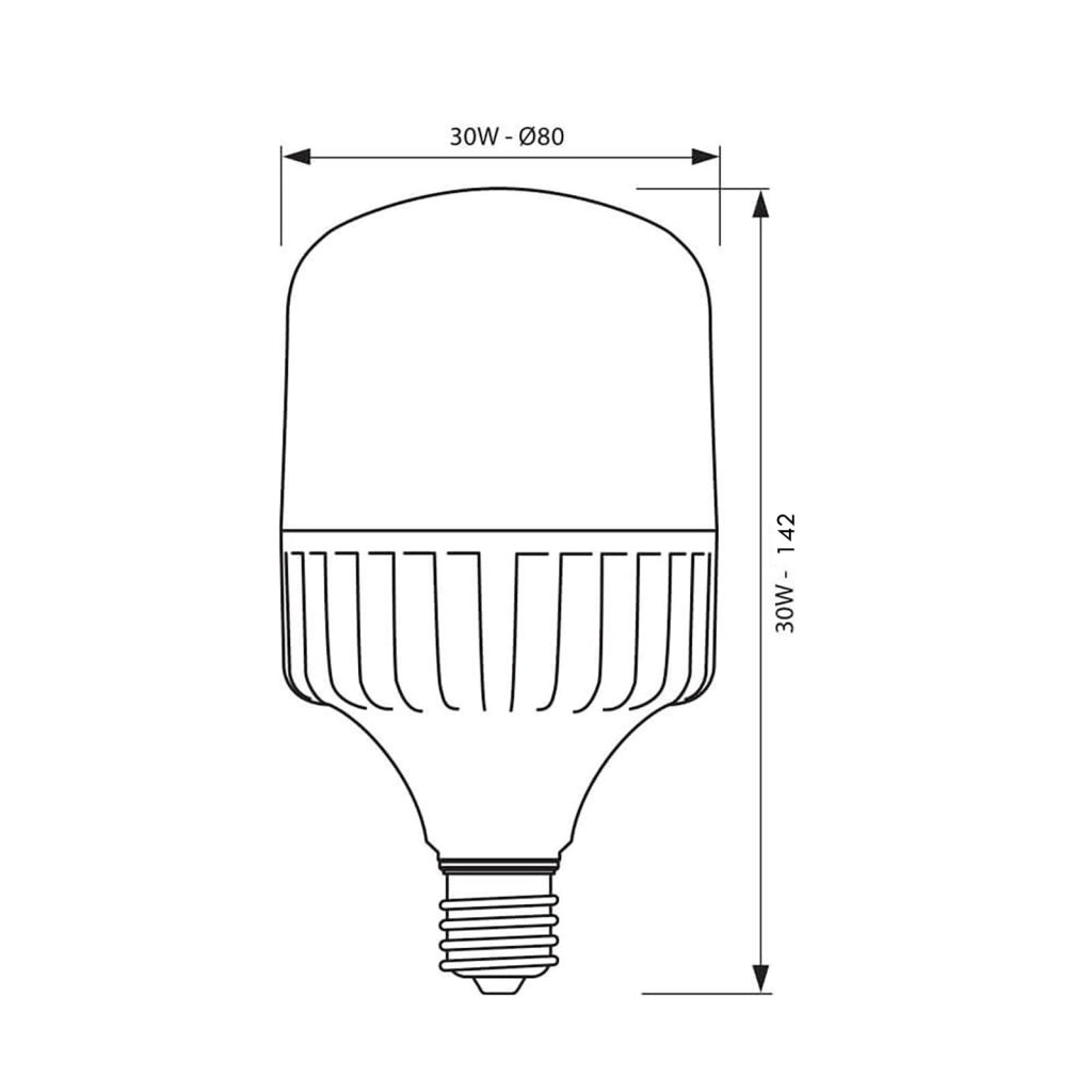 Lampada TURBO LED E27 30W alta resa 141W 2300 lumen illuminazione per grandi ambienti luce negozio centro commerciale 4000K