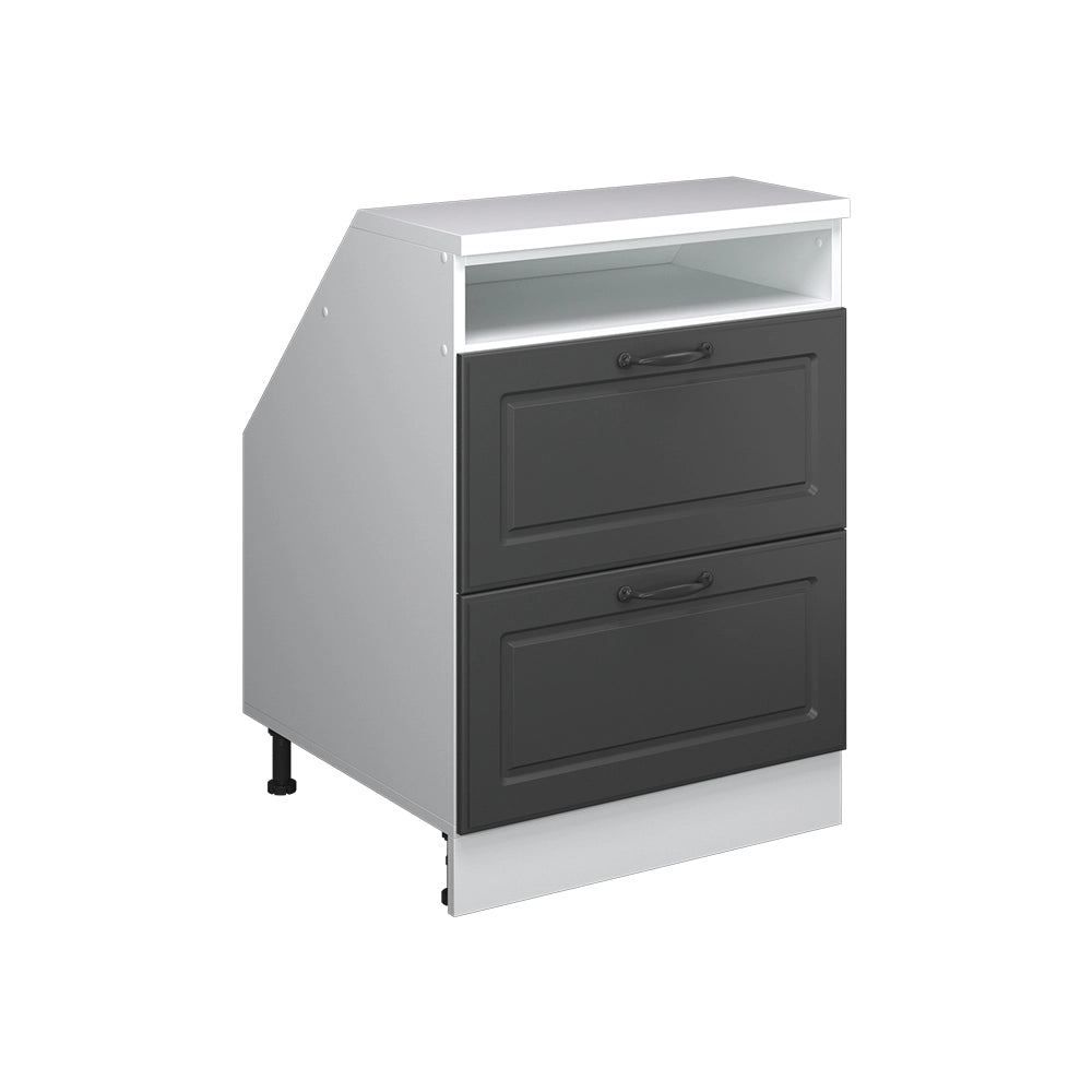 Mobile sottotetto Rion Antracite rustico/Bianco 60 x 83.8 cm con 2 cassetti, carcassa 60 cm profondità Vicco