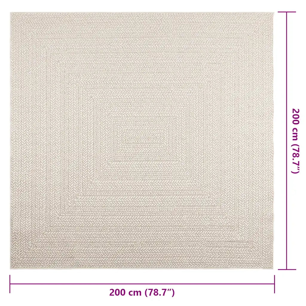 Tappeto del soggiorno | Tappeto ZIZUR Crema 200x200 cm Aspetto Iuta Interni ed Esterni