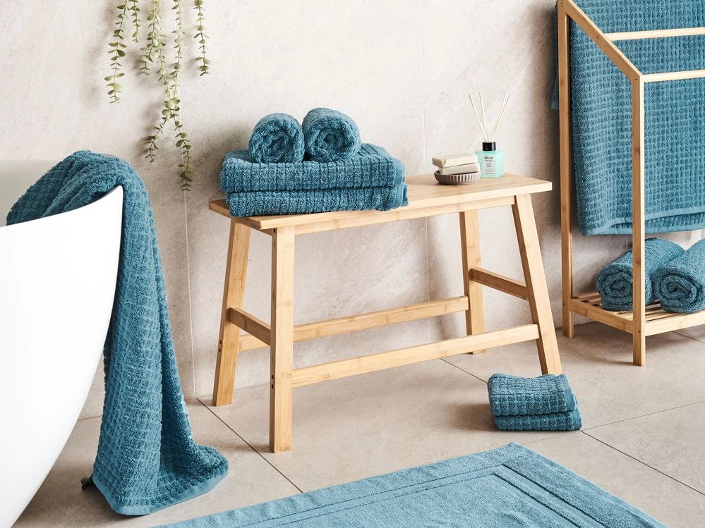 Set di 11 asciugamani Blu in cotone per ospiti Asciugamano da bagno e tappetino da bagno