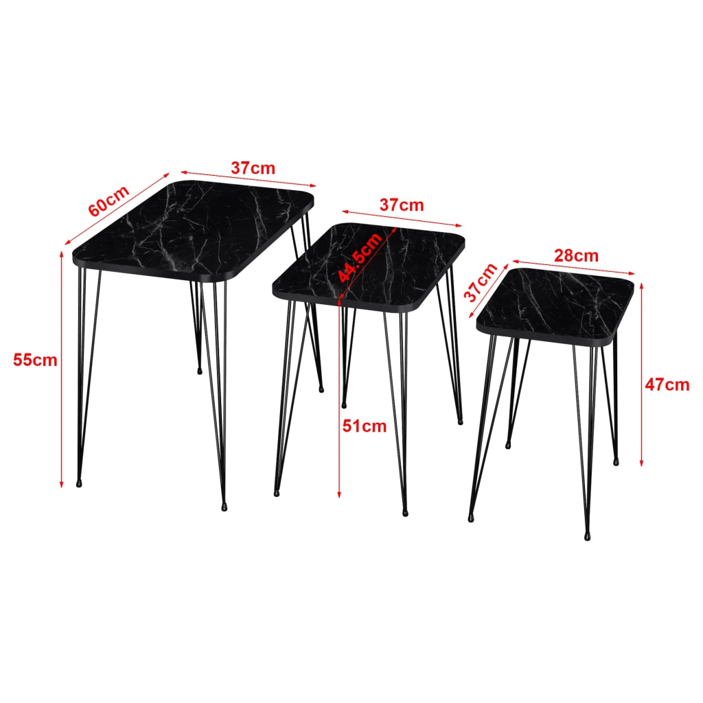 Set di 3 tavolini rettangolari impilabili in marmo nero 03_0008399