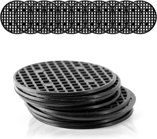 Set da 10 pezzi di rete in plastica per bonsai nera, griglia per drenaggio rotonda per pianta da interno diametro 5,5 cm