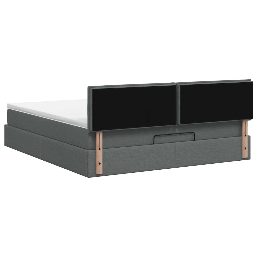 Letto ottomano con materasso Grigio Scuro 140 x 200 cm Tessuto 3456248