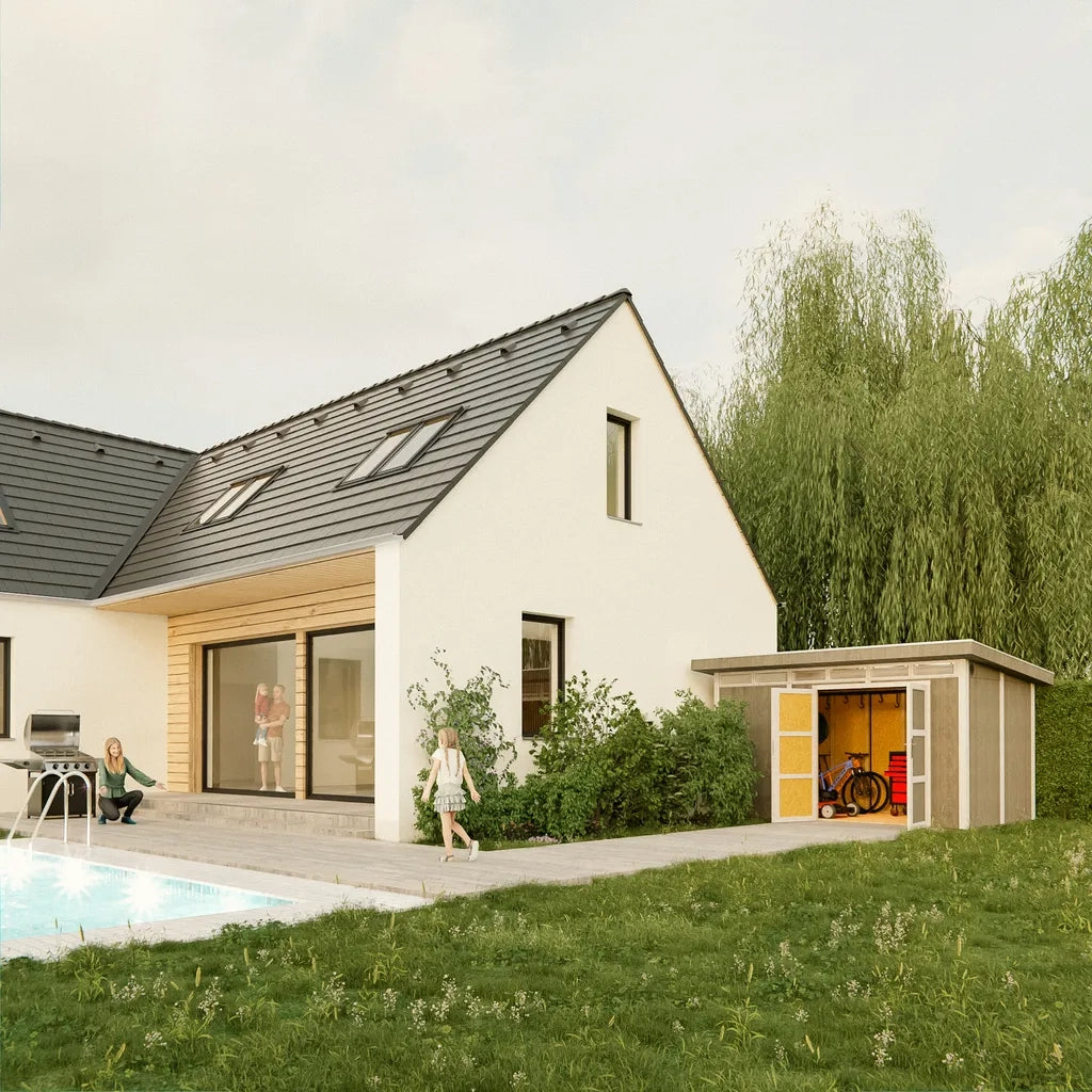 Casetta da Giardino di QUALIT? PREMIUM 8,7m?²-L412xW279cm - TIMBELA M904A-HARVEST HONEY