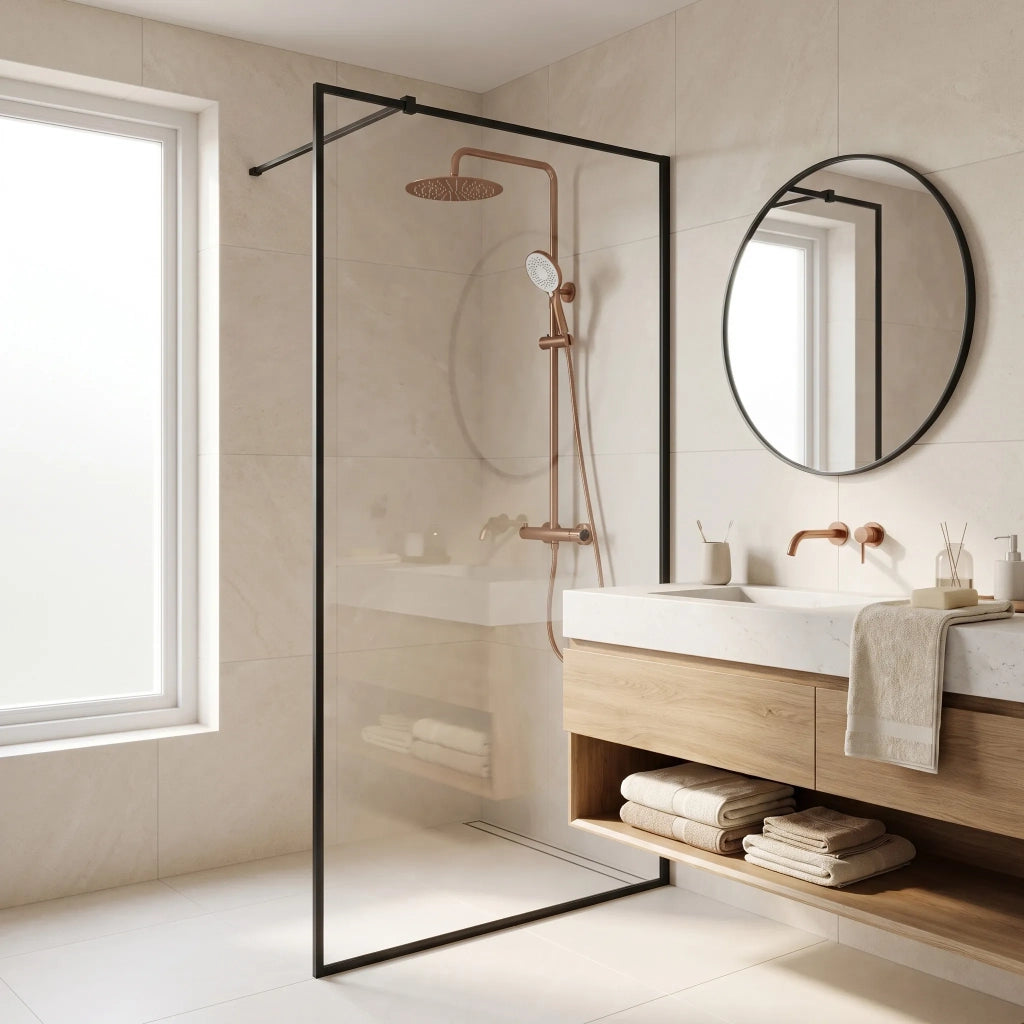 Set Doccia Da Incasso Con Termostatato Drop Brush Copper