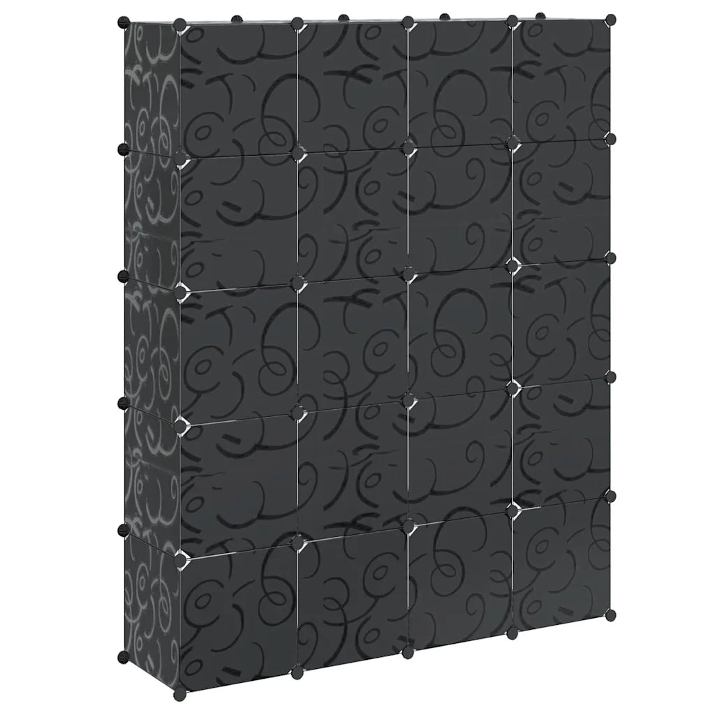 Armadietto Modulare 14 Scomparti Nero e Bianco 37x146x180,5 cm CFW1795394