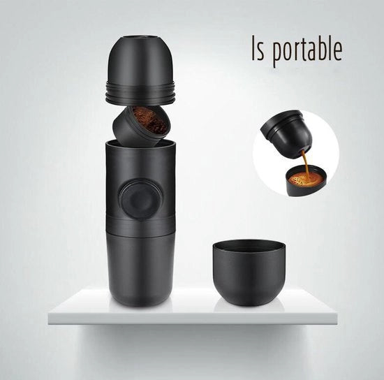 Macchina per caffè espresso portatile - Frittatore per viaggio - Comando manuale con meccanismo di aspirazione