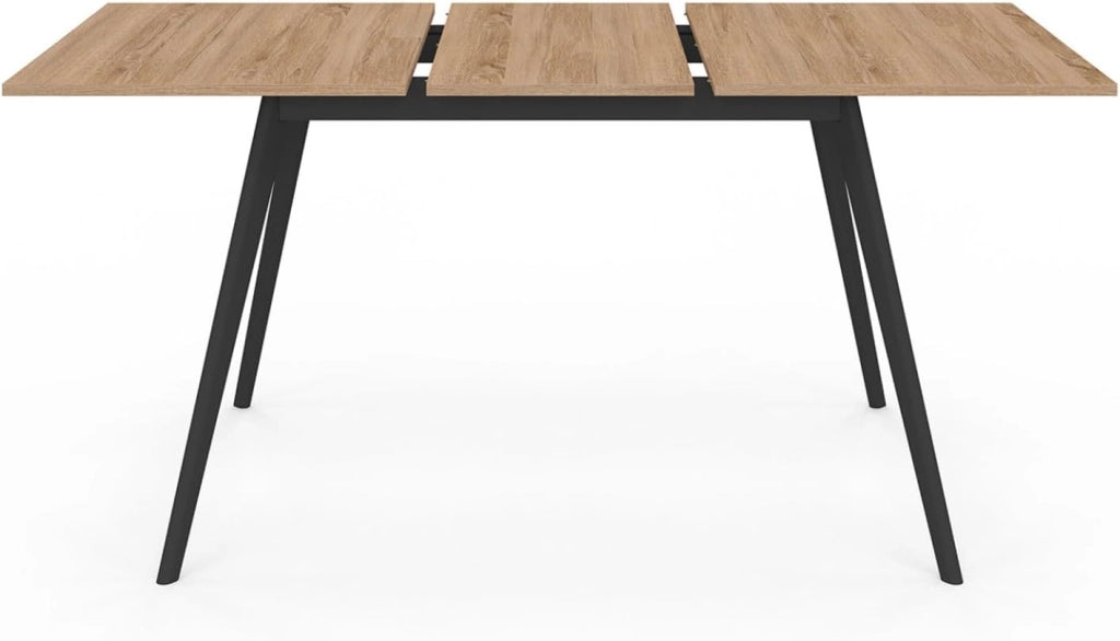 INGA Tavolo rettangolare allungabile scandinavo 4-8 persone piano in legno gambe nere 110-150 cm