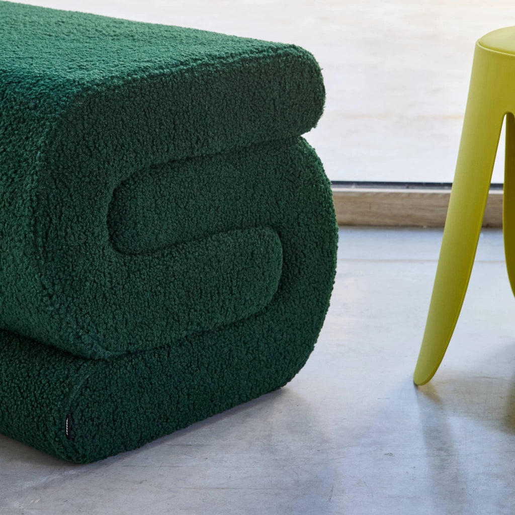 Pouf in bouclé, verde