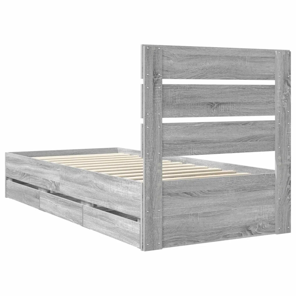 Struttura del letto con cassetto Grigio Sonoma 90 x 200 cm